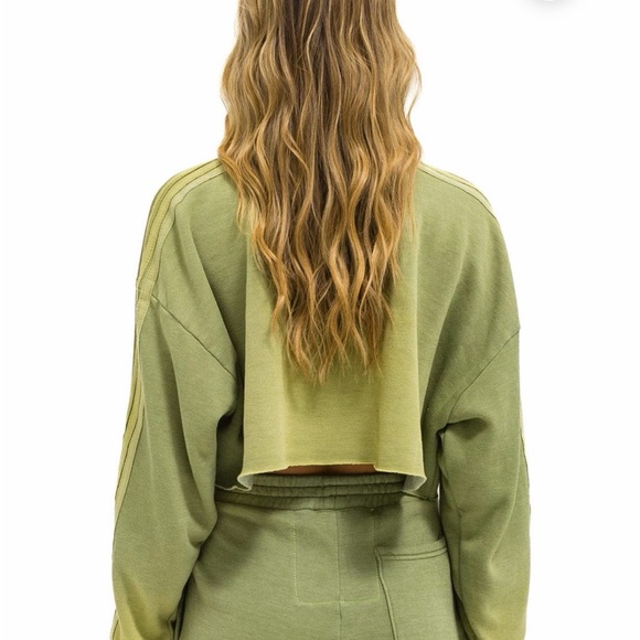 Aviator Nation Olive Green Cropped Sweatshirt - Picture 2 of 6
